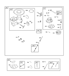 Carburetor Group Diagram and Parts List for 243431-3135-08  Briggs and Stratton Engine